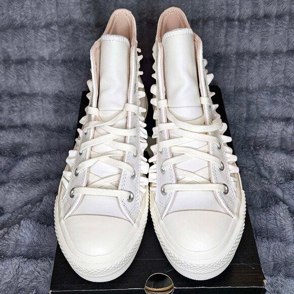 Converse Chuck Taylor All Star White Leather High Top with ruffle; Women US 8.5 - Picture 6 of 11